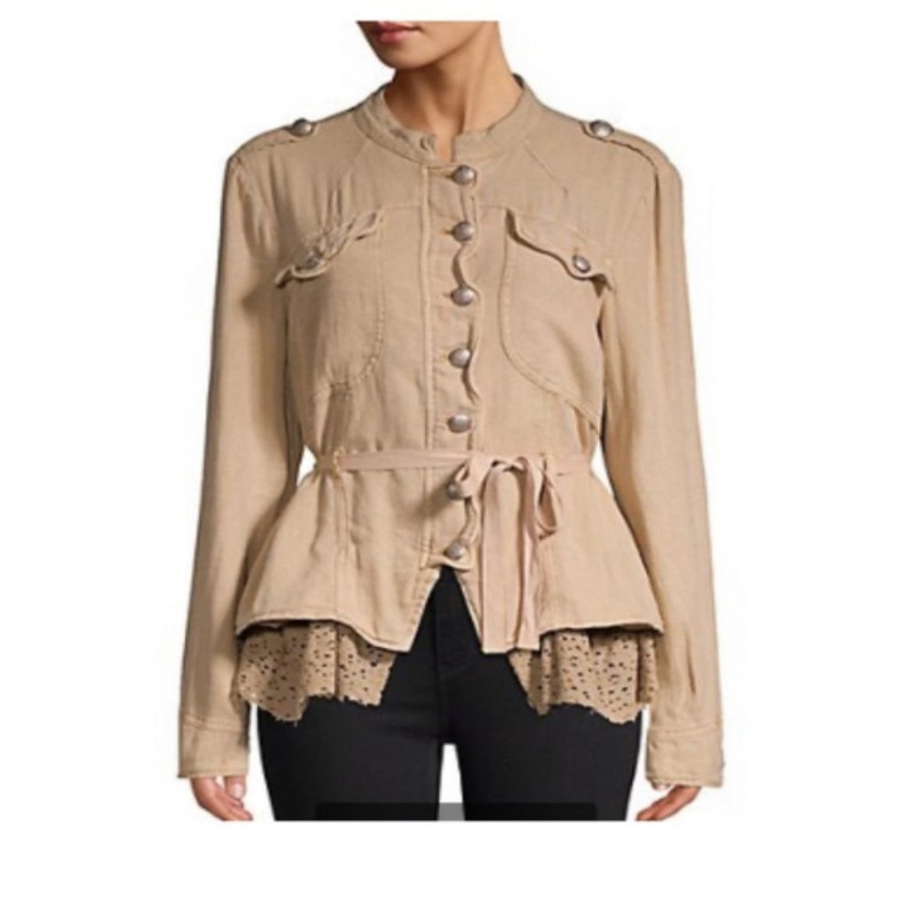 Free People Tan Button-Up Jacket